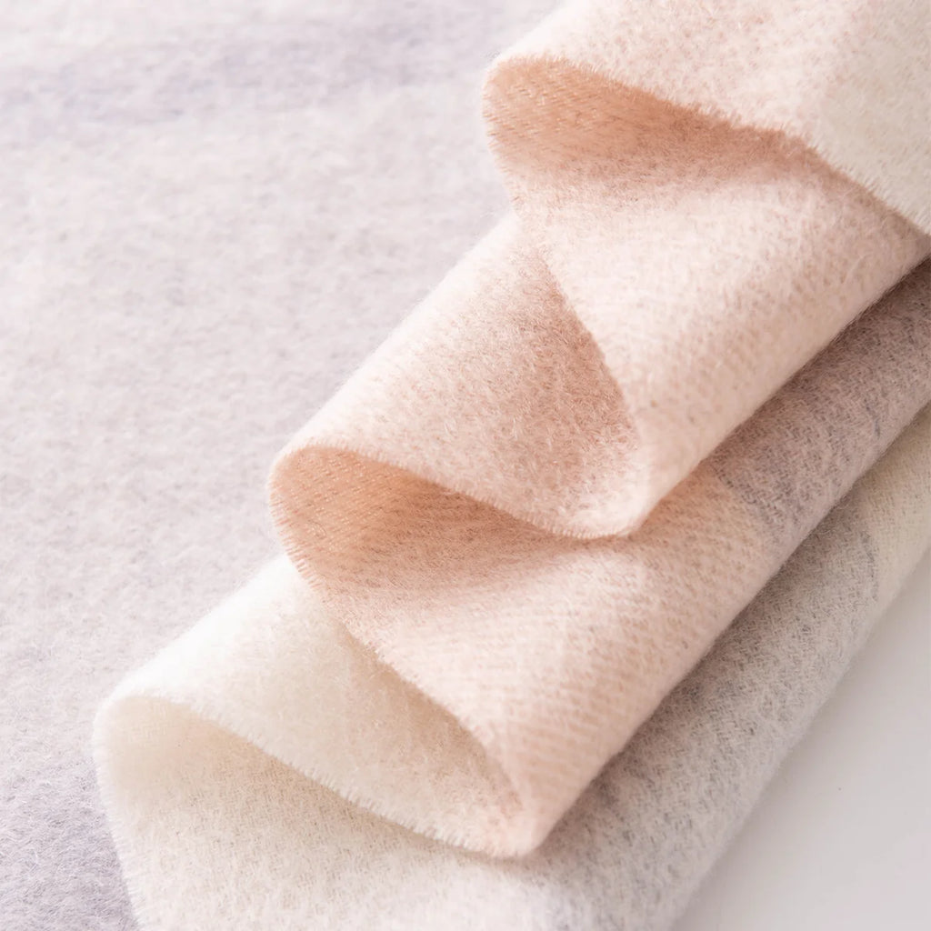 Brushed Block Plaid Cashmere Scarf