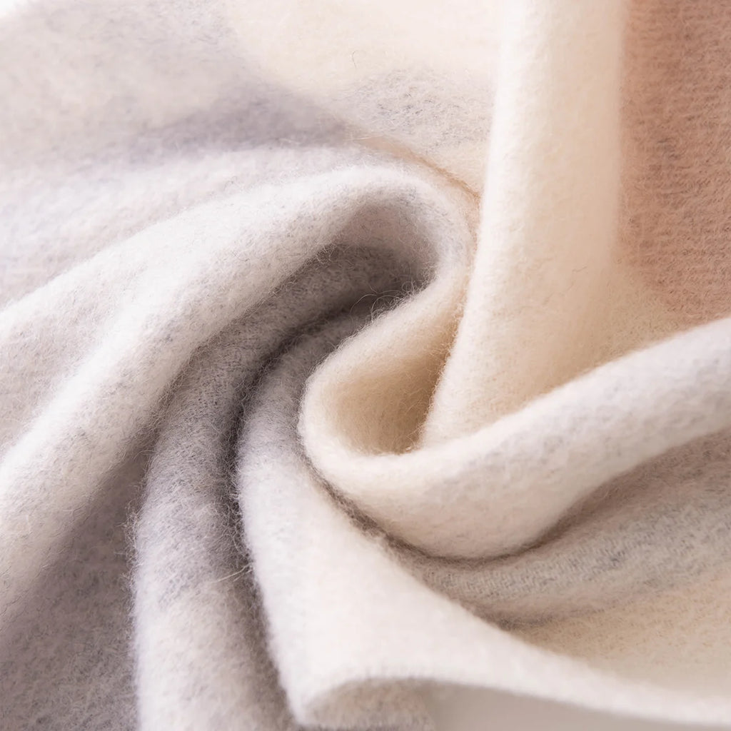 Brushed Block Plaid Cashmere Scarf