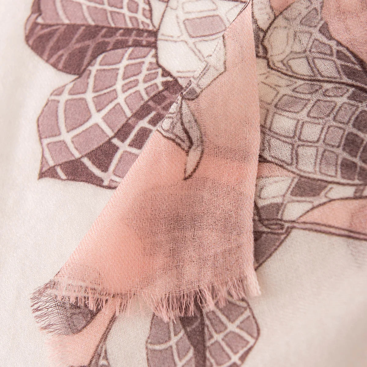 Floral Branch Print Cashmere Scarf