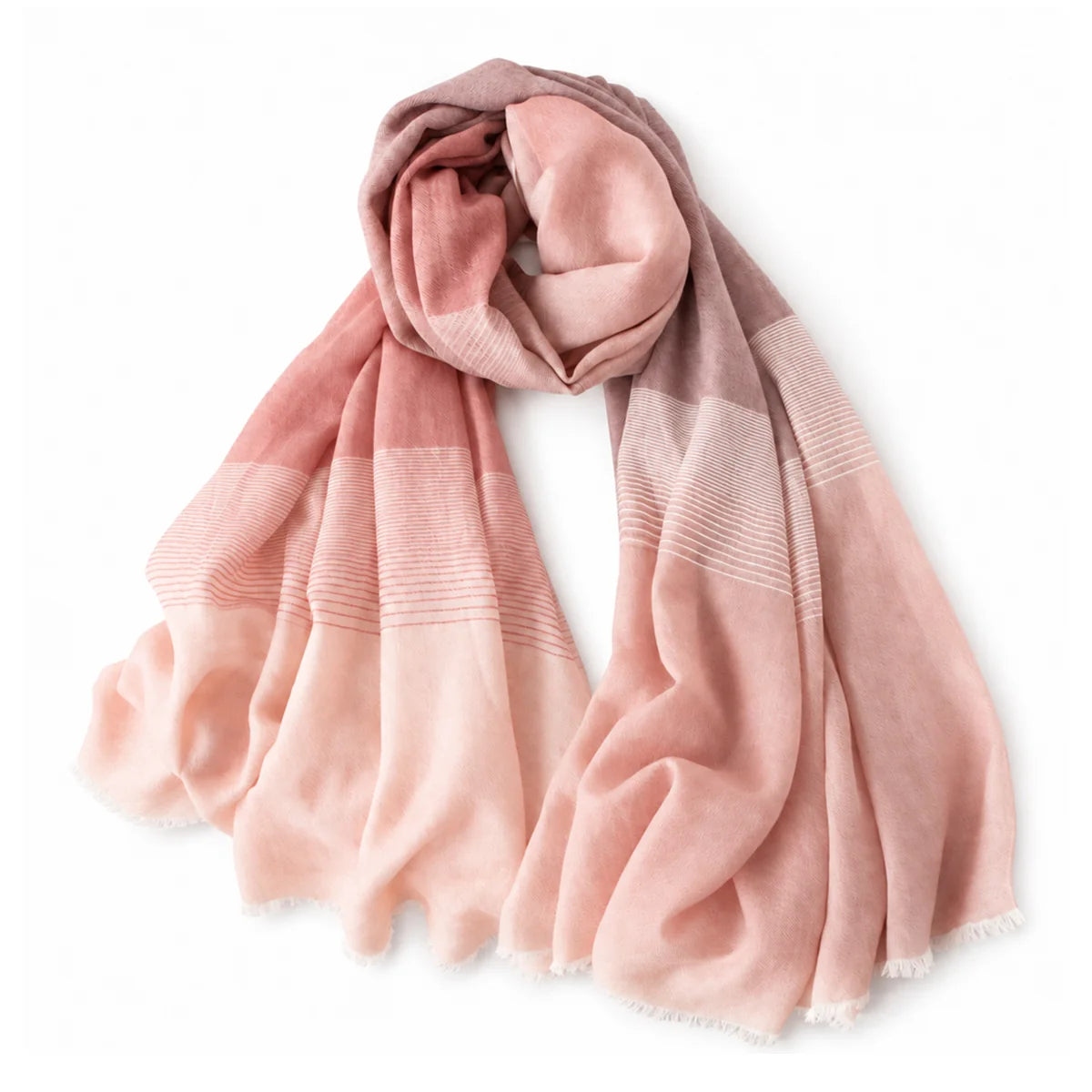pink striped scarf draped