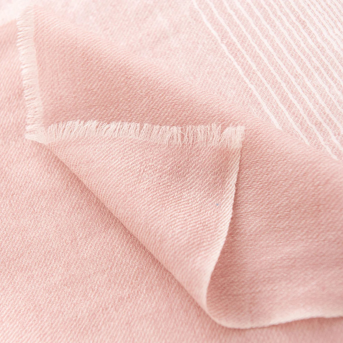 pink striped scarf frayed edge detail