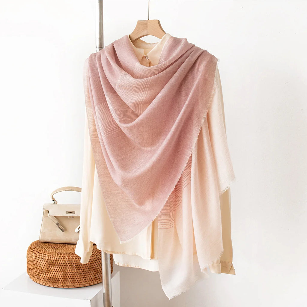 pink striped scarf on hanger