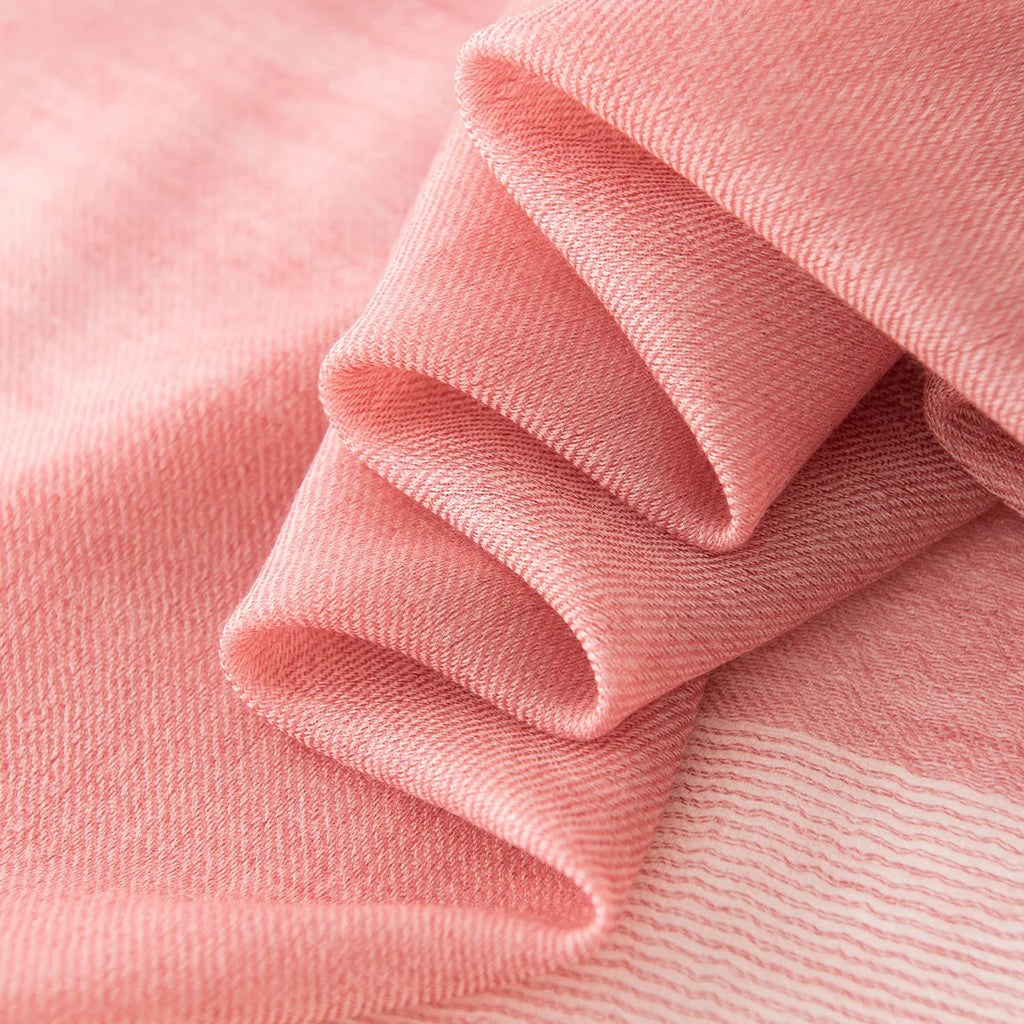 pink striped scarf rolled folds