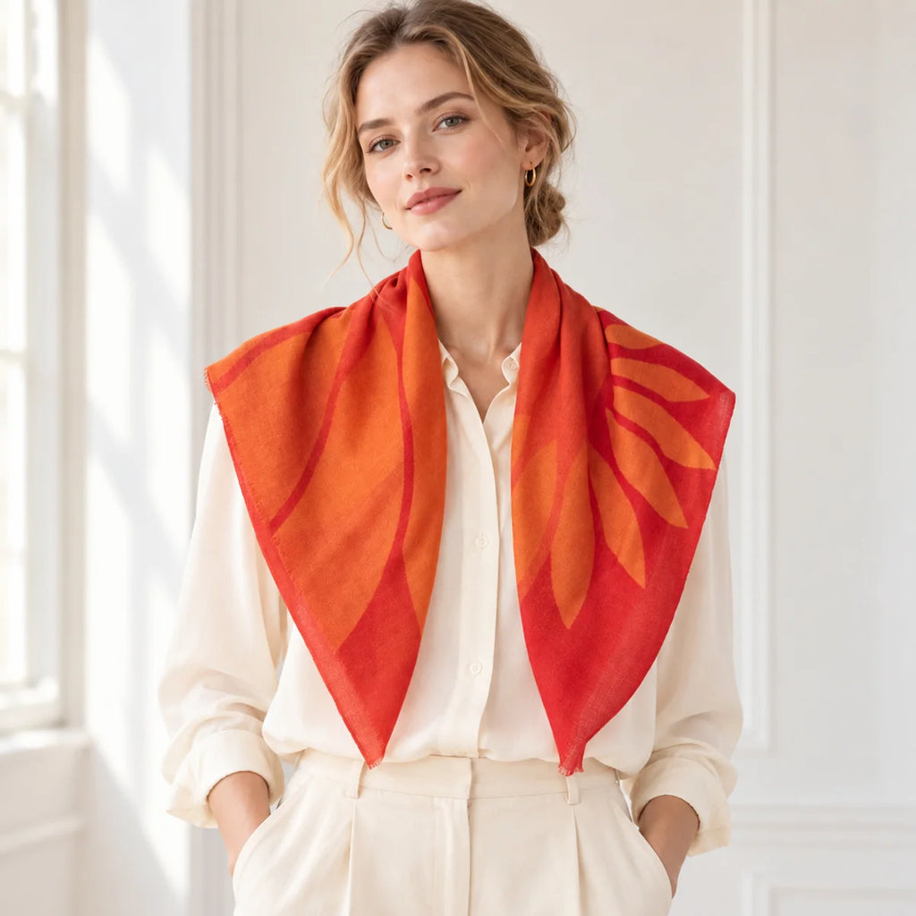 Sunflower Print Cashmere Square Scarf
