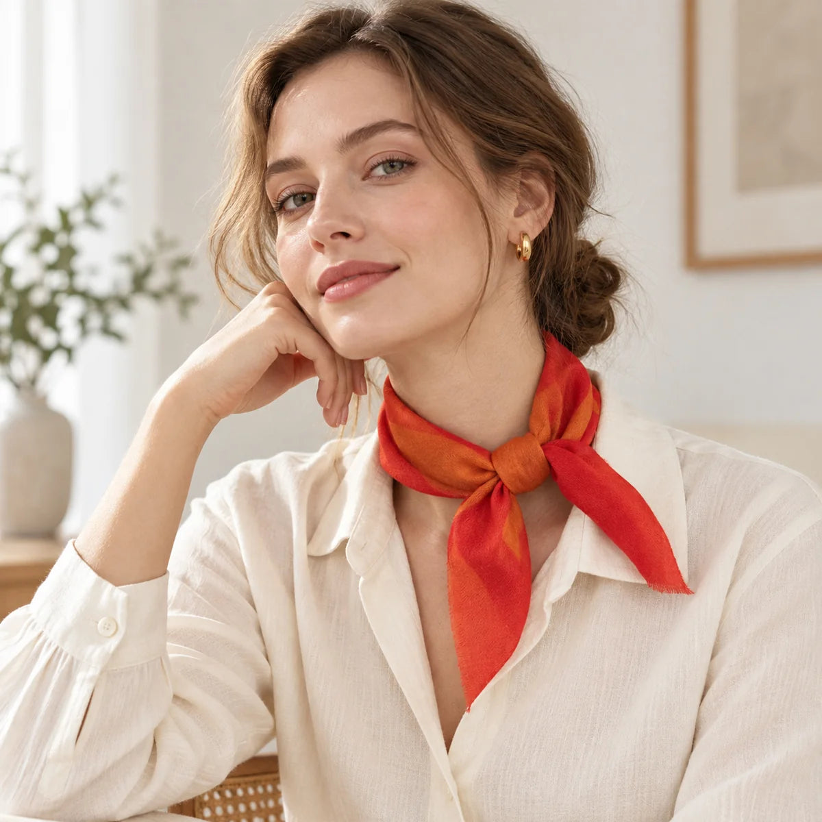 Sunflower Print Cashmere Square Scarf