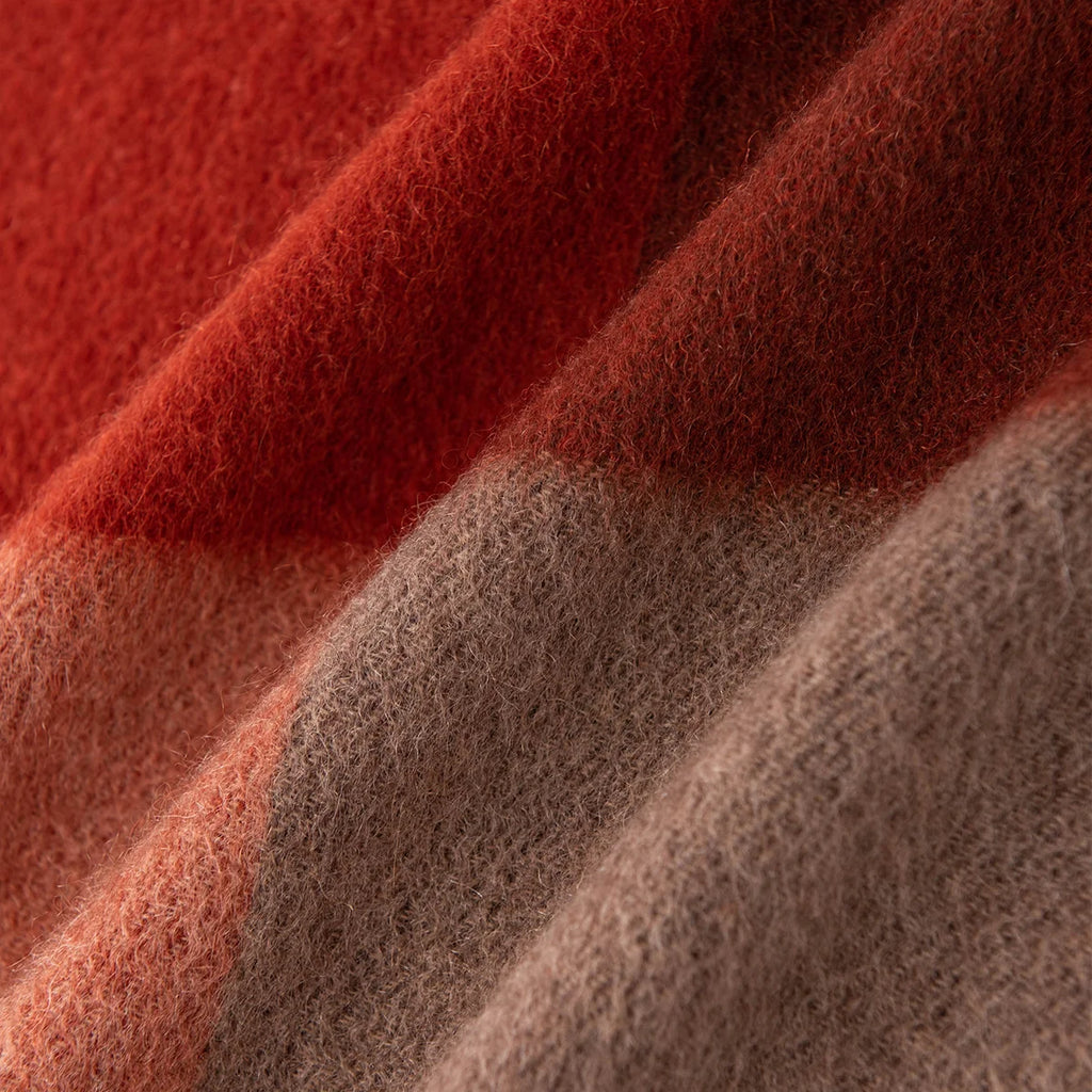Rust Brown Check Cashmere Scarf