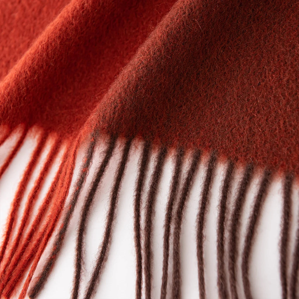 Rust Brown Check Cashmere Scarf
