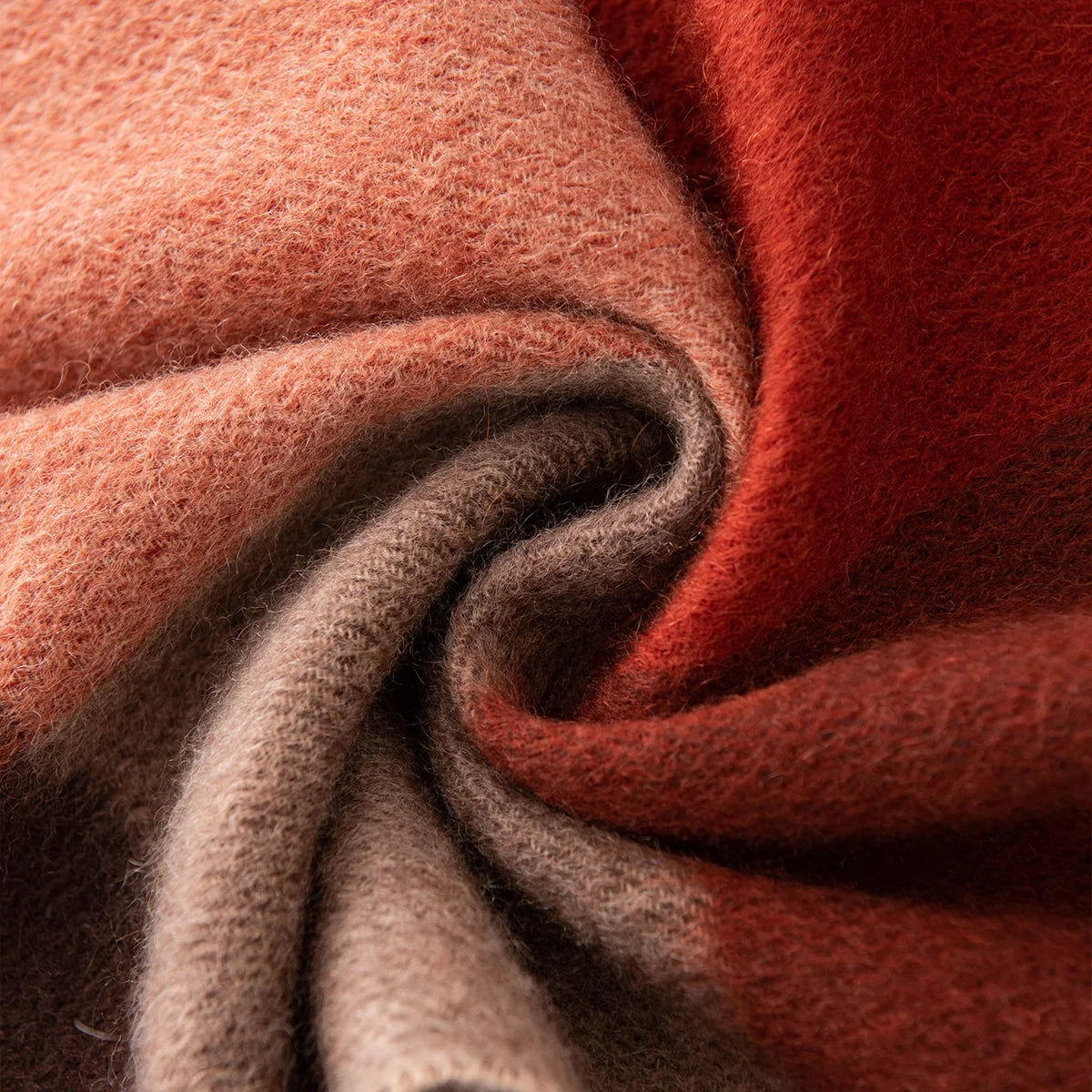 Rust Brown Check Cashmere Scarf