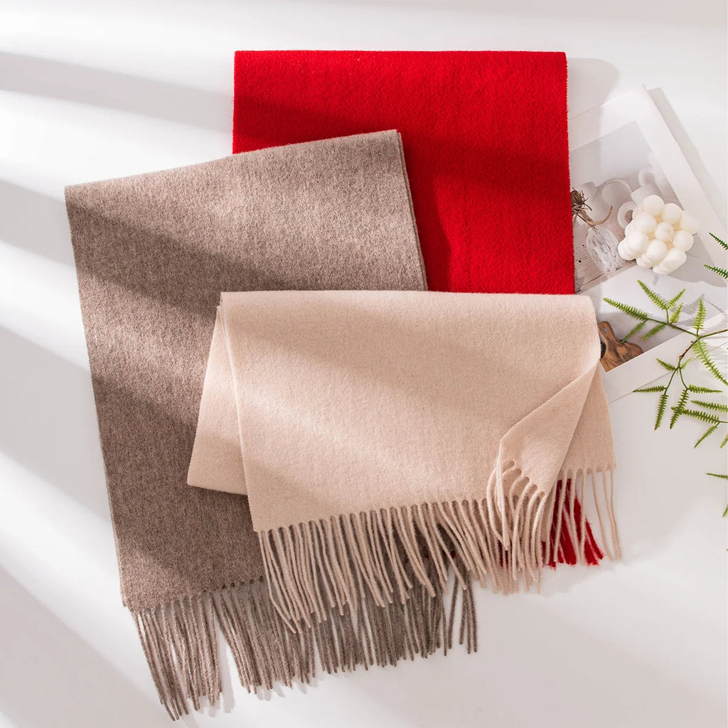 Soft Brushed Fringe Wool Scarf