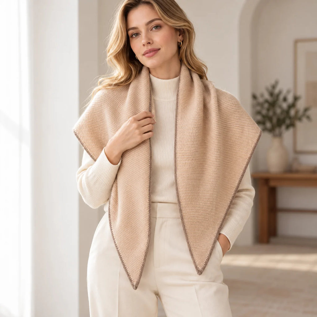 Pointed Knit Cashmere Shawl