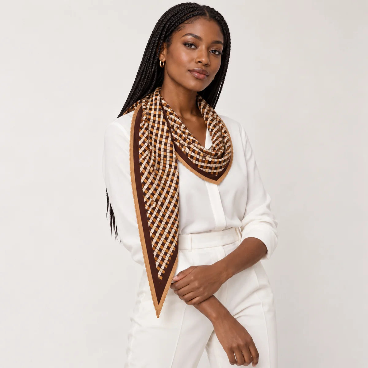 Gingham Diamond Wool Scarf