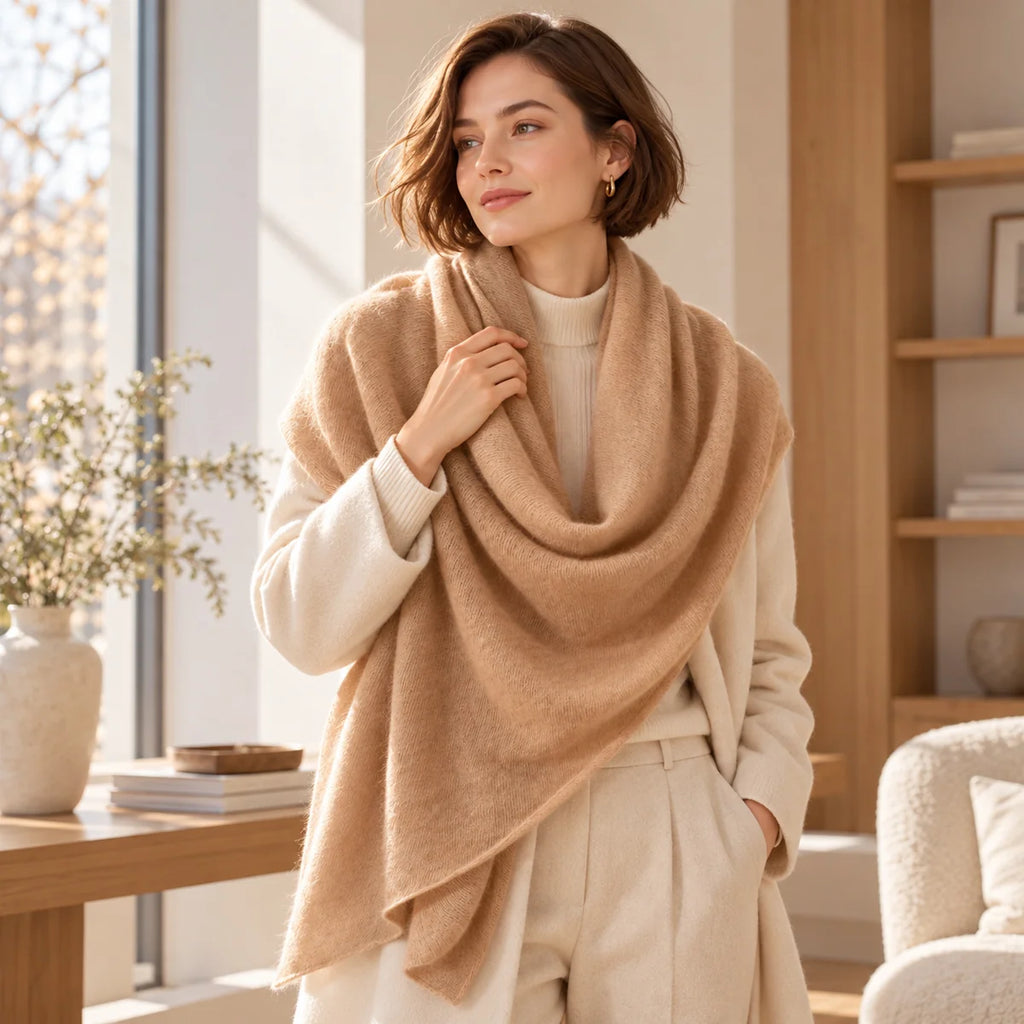 Fine Knit Oversized Cashmere Scarf