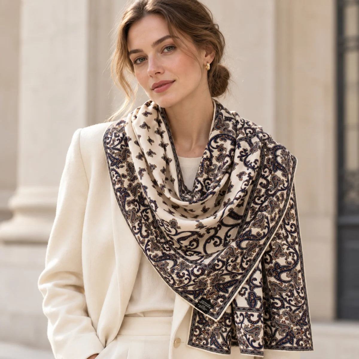 Ornate Paisley Wool Scarf