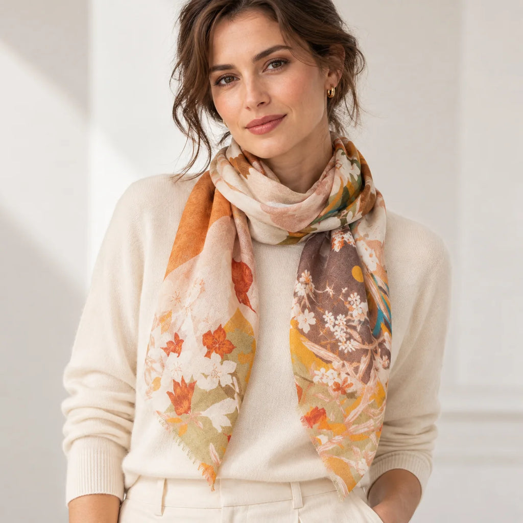 Floral Patchwork Cashmere Square Scarf