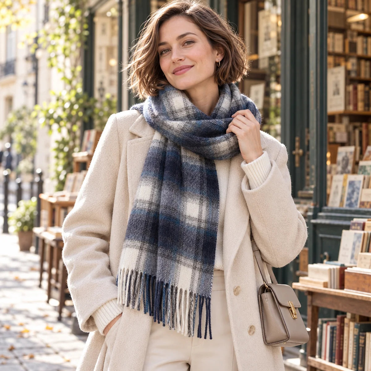 Brushed Plaid Wool Scarf