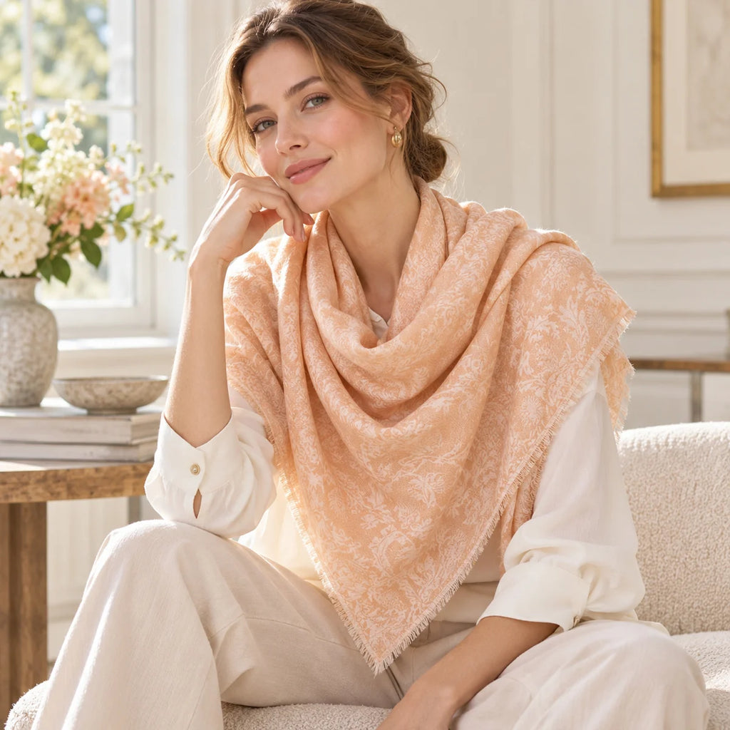 Jacquard Square Cashmere Shawl