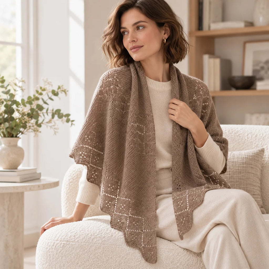 Textured Openwork Cashmere Shawl