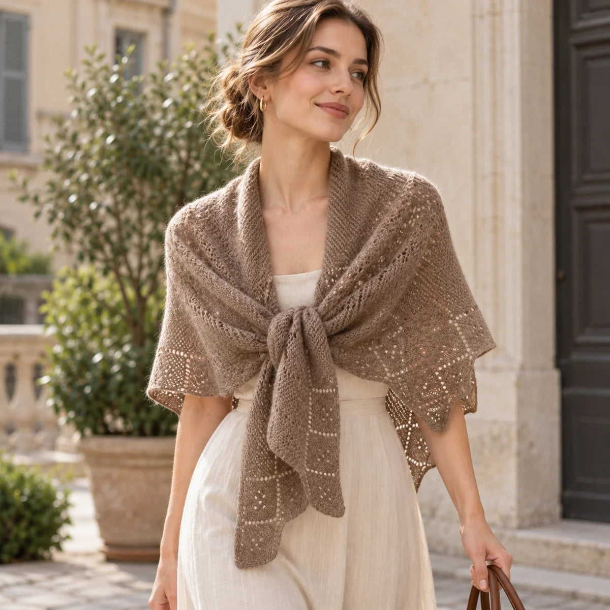 Textured Openwork Cashmere Shawl
